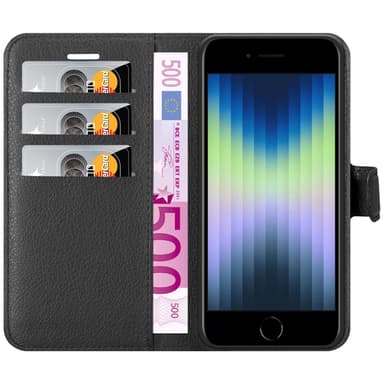 iPhone SE4 Suojakuori Lompakkokotelo (Musta)