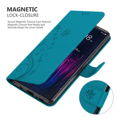 HTC U24 PRO Suojakuori Lompakkokotelo Kukka (Sininen)