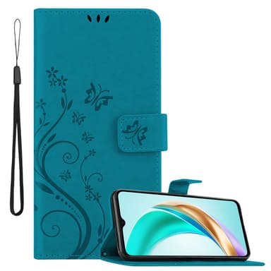 Honor X6b Suojakuori Lompakkokotelo Kukka (Sininen)