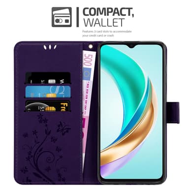 Honor X6b Suojakuori Lompakkokotelo Kukka (Violetti)