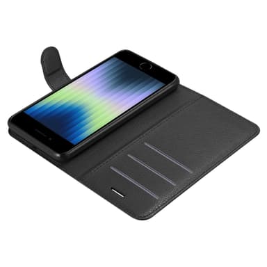 iPhone SE4 Suojakuori Lompakkokotelo (Musta)