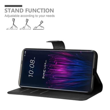 HTC U24 PRO Suojakuori Lompakkokotelo (Musta)