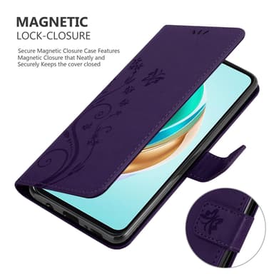 Honor X6b Suojakuori Lompakkokotelo Kukka (Violetti)