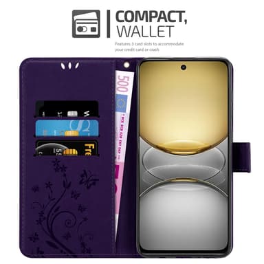 Realme C75 Suojakuori Lompakkokotelo Kukka (Violetti)