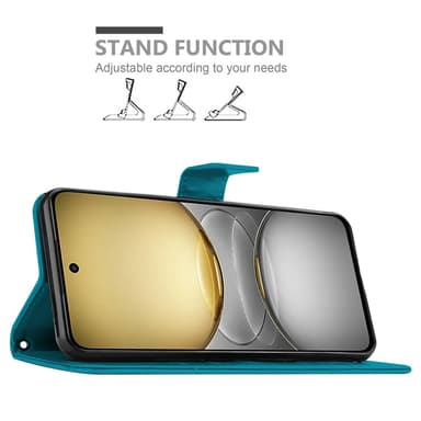 Realme C75 Suojakuori Lompakkokotelo Kukka (Sininen)