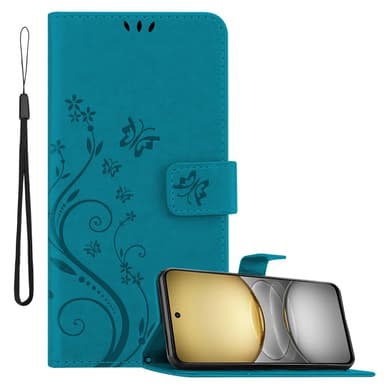 Realme C75 Suojakuori Lompakkokotelo Kukka (Sininen)