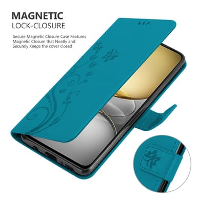 Realme C75 Suojakuori Lompakkokotelo Kukka (Sininen)