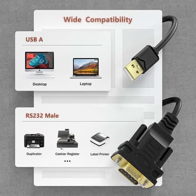 USB-A to RS232 DB9 uroskaapeli sarjalaitteille FTDI-sirulla