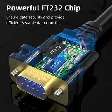 USB-A to RS232 DB9 uroskaapeli sarjalaitteille FTDI-sirulla