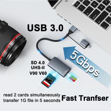 NÖRDIC USB-A, USB-C Kortinlukija 2 Paikkaa SD4.0, MicroSD4.0 UHS-II