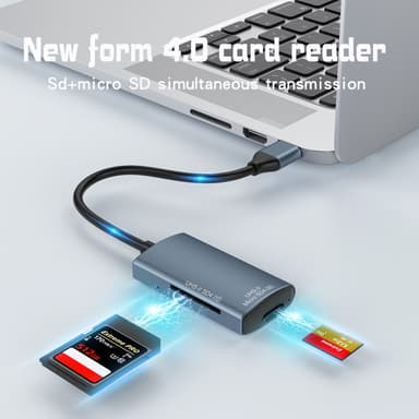 NÖRDIC USB-A, USB-C Kortinlukija 2 Paikkaa SD4.0, MicroSD4.0 UHS-II