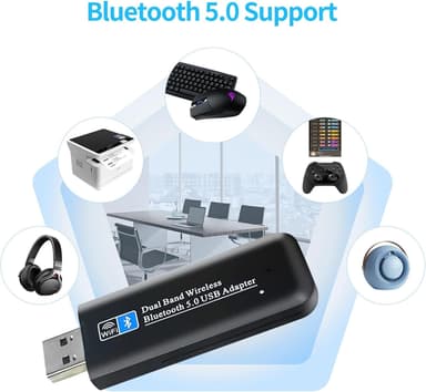 NÖRDIC WIFI6 Bluetooth 5.0 langaton USB 3.0 -sovitin Dual Band 2.4/5.8GHz 1300Mbps
