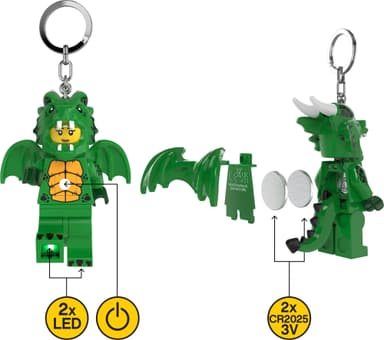 LEGO LED avaimenperä (vihreä lohikäärmetyttö)