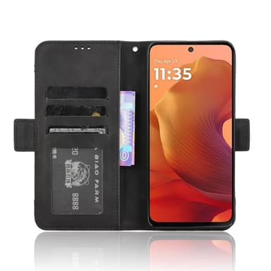 SKALO Motorola Moto G15 Power 6-LOKEROA Lompakkokotelo - Musta