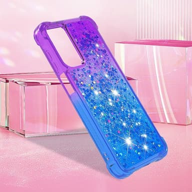 SKALO Samsung A26 5G Hiekka Glitteri Suojakuori - Violetti-Sininen