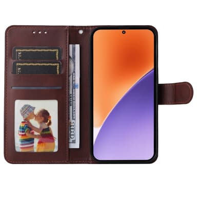 SKALO Xiaomi 15 PU-nahka Lompakkokotelo - Ruskea