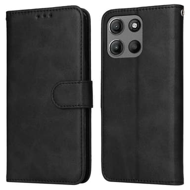 SKALO Motorola Moto G15 Power PU-nahka Lompakkokotelo - Musta
