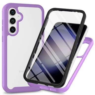 SKALO Samsung A56 5G Shockproof Clear Hybrid+Näytönsuoja Suojakuori - Violetti