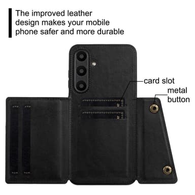 SKALO Samsung A36 5G PU-nahkakotelo, 2 korttipaikkaa Suojakuori - Musta