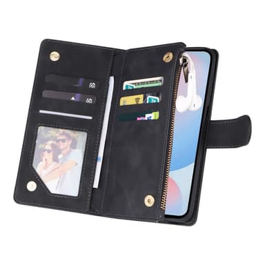 SKALO Samsung A56 5G Zipper PU-Nahka Lompakkokotelo - Musta