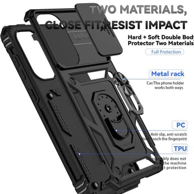 SKALO Samsung A56 5G Armor Metallirengas Kameraliukusuoja Suojakuori - Musta