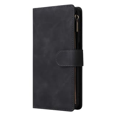 SKALO Samsung A56 5G Zipper PU-Nahka Lompakkokotelo - Musta