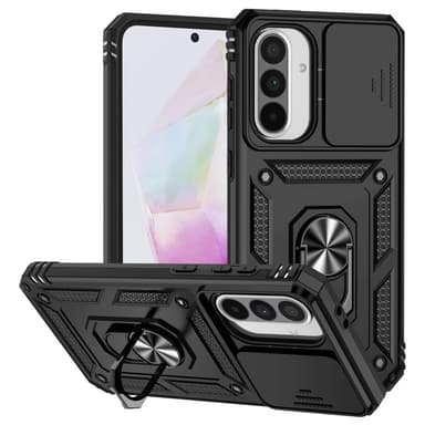 SKALO Samsung A56 5G Armor Metallirengas Kameraliukusuoja Suojakuori - Musta