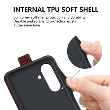 SKALO Samsung A56 5G Vertical Flip PU-Nahka Lompakkokotelo - Musta