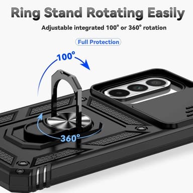 SKALO Samsung A56 5G Armor Metallirengas Kameraliukusuoja Suojakuori - Musta