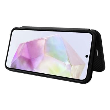 SKALO Samsung A26 5G Carbon Fiber Lompakkokotelo - Musta