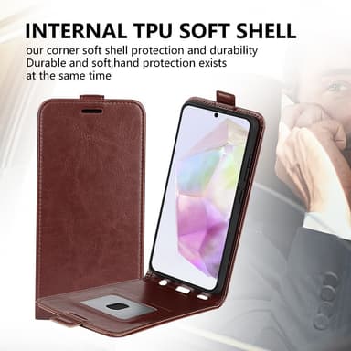 SKALO Samsung A56 5G Vertical Flip PU-Nahka Lompakkokotelo - Musta