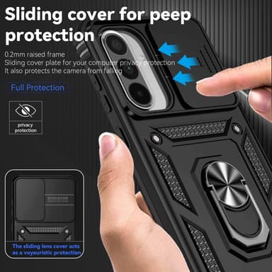 SKALO Samsung A56 5G Armor Metallirengas Kameraliukusuoja Suojakuori - Musta