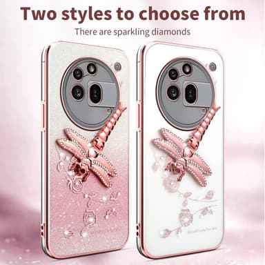 SKALO Nothing Phone (3a) Pro 5G KADEM Dragonfly Glitter Suojakuori - Violetti