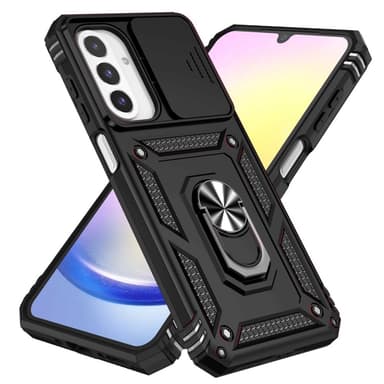SKALO Samsung A26 5G Armor Metallirengas Kameraliukusuoja Suojakuori - Musta