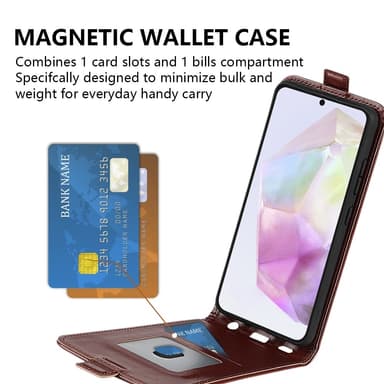 SKALO Samsung A56 5G Vertical Flip PU-Nahka Lompakkokotelo - Musta