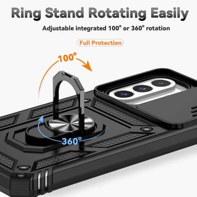 SKALO Samsung A26 5G Armor Metallirengas Kameraliukusuoja Suojakuori - Musta