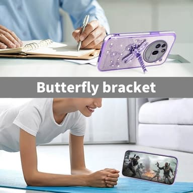 SKALO Nothing Phone (3a) Pro 5G KADEM Dragonfly Glitter Suojakuori - Violetti