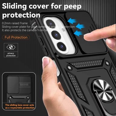 SKALO Samsung A26 5G Armor Metallirengas Kameraliukusuoja Suojakuori - Musta