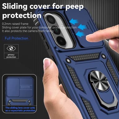 SKALO Samsung A36 5G Armor Metallirengas Kameraliukusuoja Suojakuori - Sininen
