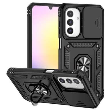 SKALO Samsung A26 5G Armor Metallirengas Kameraliukusuoja Suojakuori - Musta