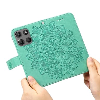 SKALO Motorola Moto G15 Power Mandala Lompakkokotelo - Turkoosi