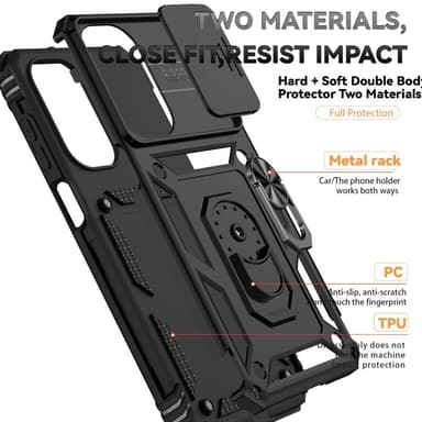 SKALO Samsung A26 5G Armor Metallirengas Kameraliukusuoja Suojakuori - Musta