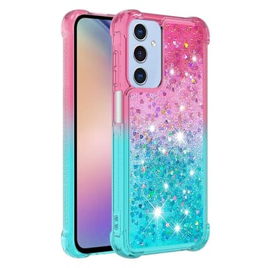 SKALO Samsung A26 5G Hiekka Glitteri Suojakuori - Pinkki-Turkoosi
