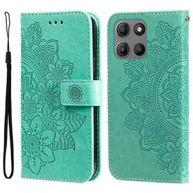 SKALO Motorola Moto G15 Power Mandala Lompakkokotelo - Turkoosi