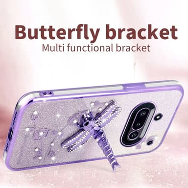 SKALO Nothing Phone (3a) 5G KADEM Dragonfly Glitter Suojakuori - Pinkki