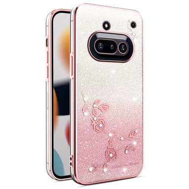 SKALO Nothing Phone (3a) 5G KADEM Dragonfly Glitter Suojakuori - Pinkki
