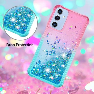 SKALO Samsung A26 5G Hiekka Glitteri Suojakuori - Pinkki-Turkoosi