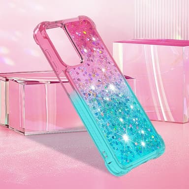 SKALO Samsung A26 5G Hiekka Glitteri Suojakuori - Pinkki-Turkoosi