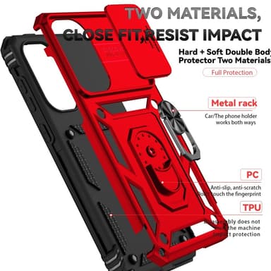 SKALO Samsung A36 5G Armor Metallirengas Kameraliukusuoja Suojakuori - Punainen