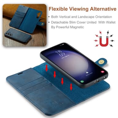 DG MING Samsung A36 5G 2-in-1 Magneetti Lompakkokotelo - Sininen